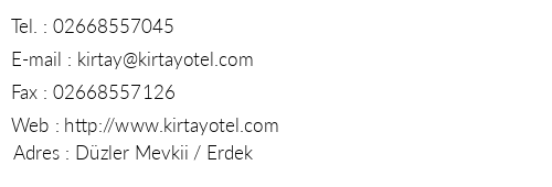 Krtay Beach Motel telefon numaralar, faks, e-mail, posta adresi ve iletiim bilgileri